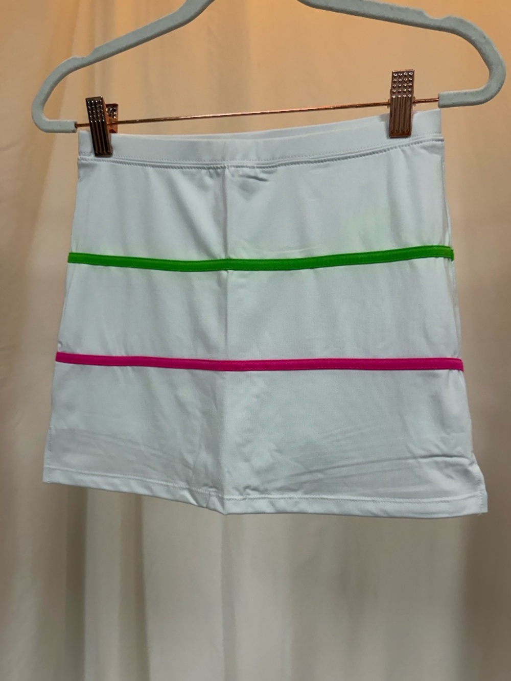 NWT Little Miss Tennis White Athletic Skort with Pink & Green Stripe Size XL